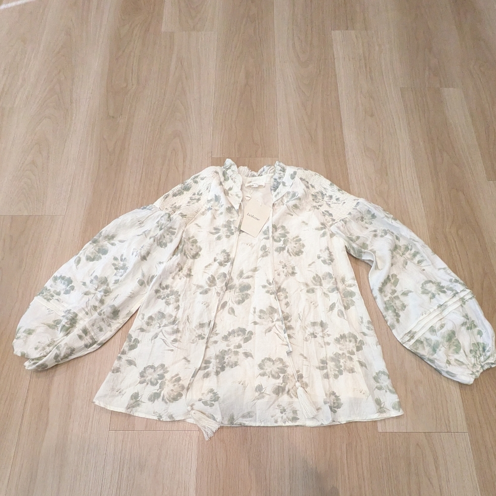 Bohme NWT Mandy Green Floral Blouse Size S